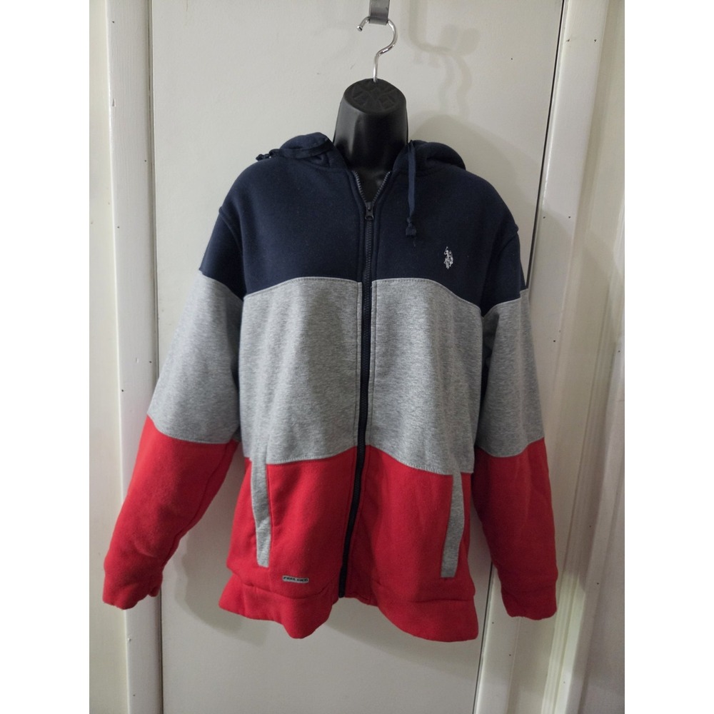 U. S. Polo Assn Full Zip Sherpa lined Hoodie Size Large